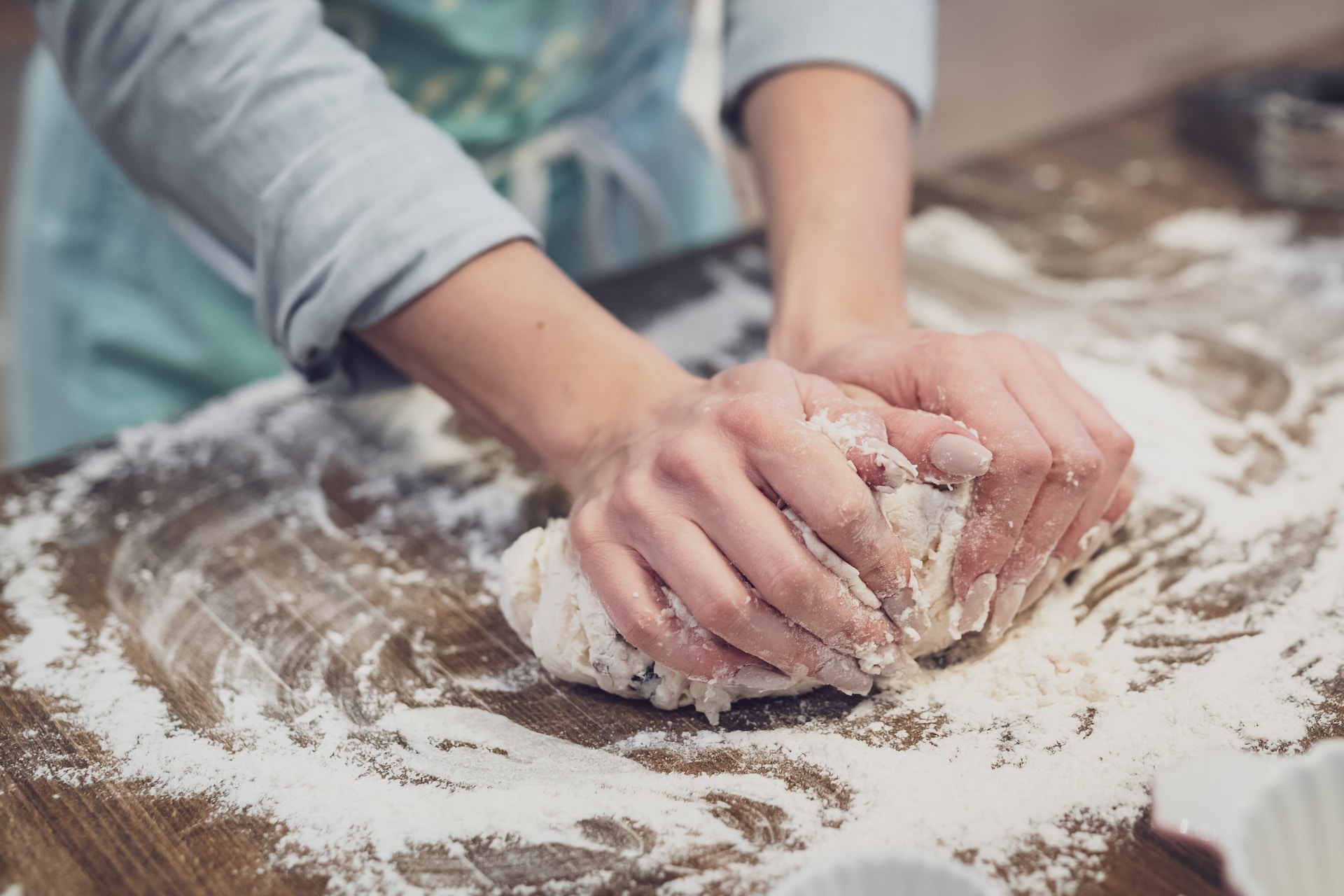Bakery artists working dough